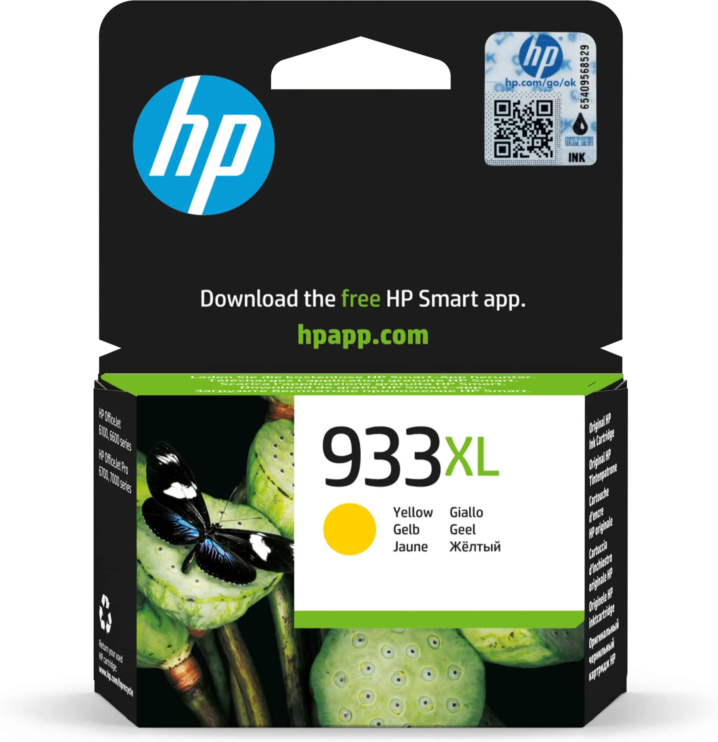 HP 933XL Jaune – Cartouche d’encre grande capacité HP d’origine (CN056AE) Connecto.ma