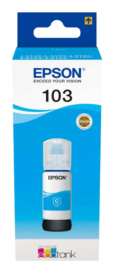 Epson 103 Cyan – Bouteille d’encre Epson EcoTank d’origine (C13T00S24A) Connecto.ma