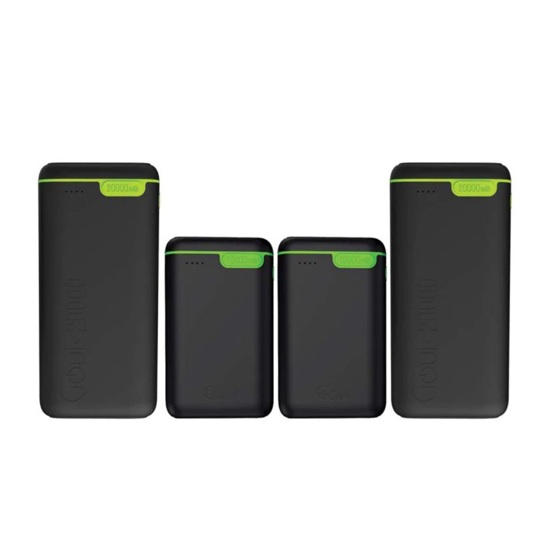 Pack 4 Power Banks GOUI KIGO - les 2 batteries 10 000 mAh et 2 batteries 20 000 mAh alignées
