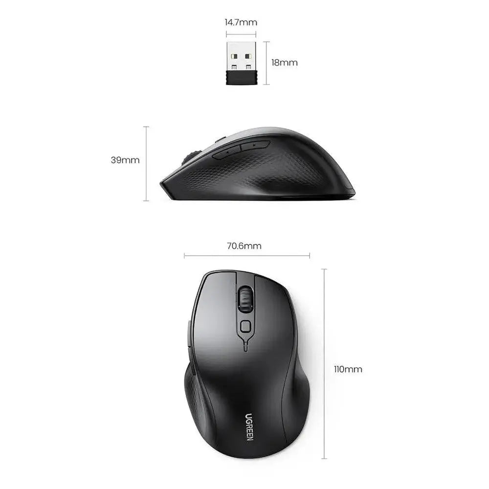 Souris sans fil Bluetooth Ugreen Silencieuse Ergonomique 2,4GHz — vue 6 — Connecto.ma