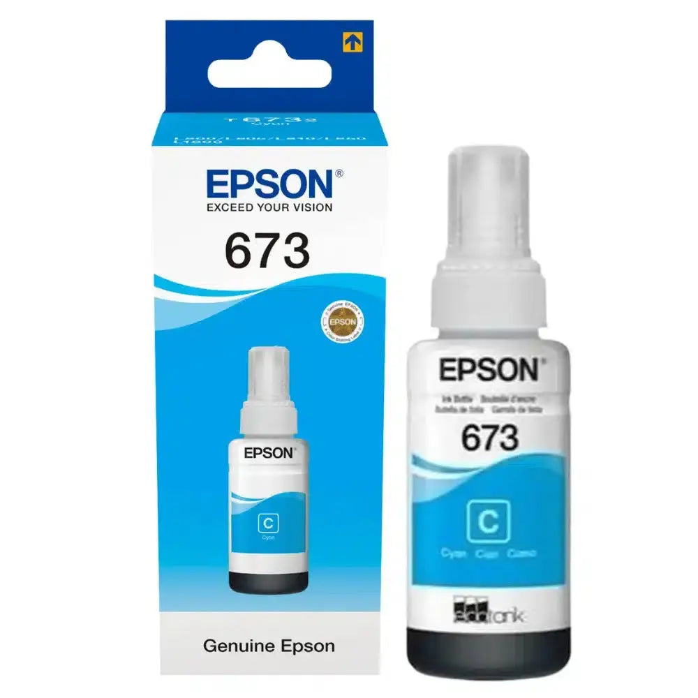 Epson 673 C (T6732) Cyan – Bouteille d’encre Epson d’origine (C13T67324A) Connecto.ma