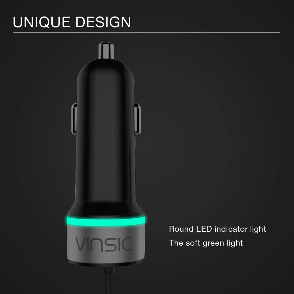 Chargeur Voiture VINSIC VSCC102 + Câble Lightning MFi pour iPhone, iPad et iPod
