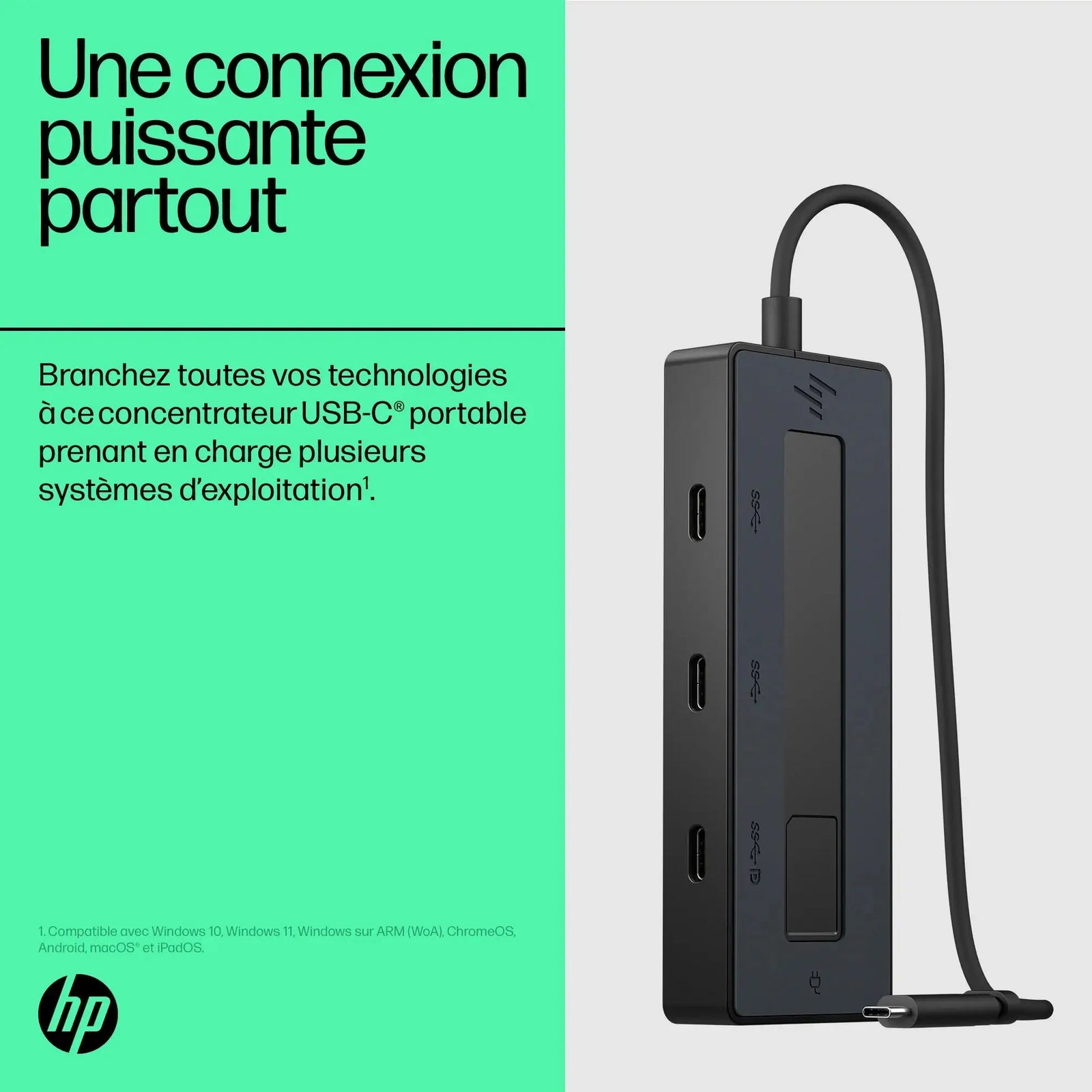 HP Concentrateur USB-C 4K Concentrateur USB-C HP 4K — vue 4 — Connecto.ma