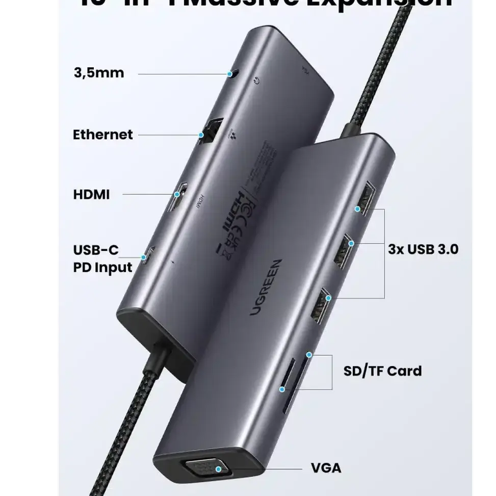 HUB UGREEN USB-C 10 EN 1 — vue 2 — Connecto.ma