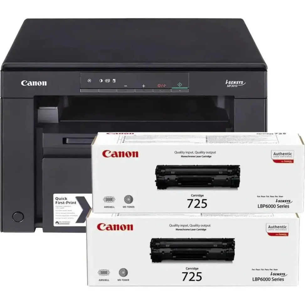 Imprimante Canon A4 Multifonction Laser Monochrome i-SENSYS MF3010 +2 Toner 725 — vue 2 — Connecto.ma