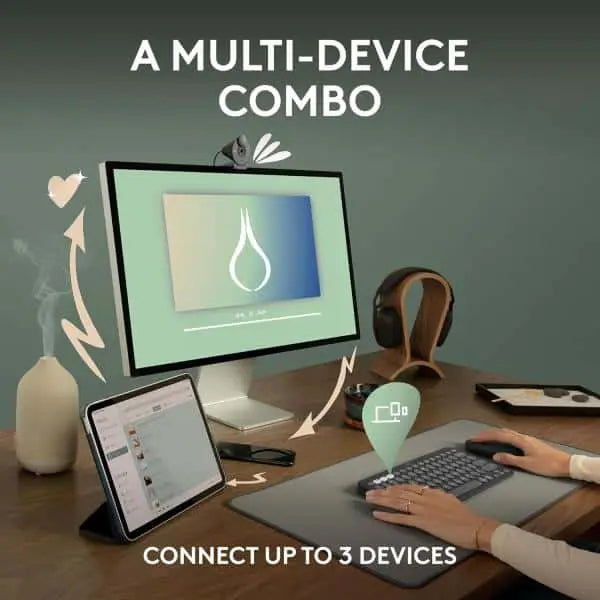 Logitech Pebble 2 Combo – Clavier Souris Sans Fil Bluetooth – GRAPHITE — vue 4 — Connecto.ma