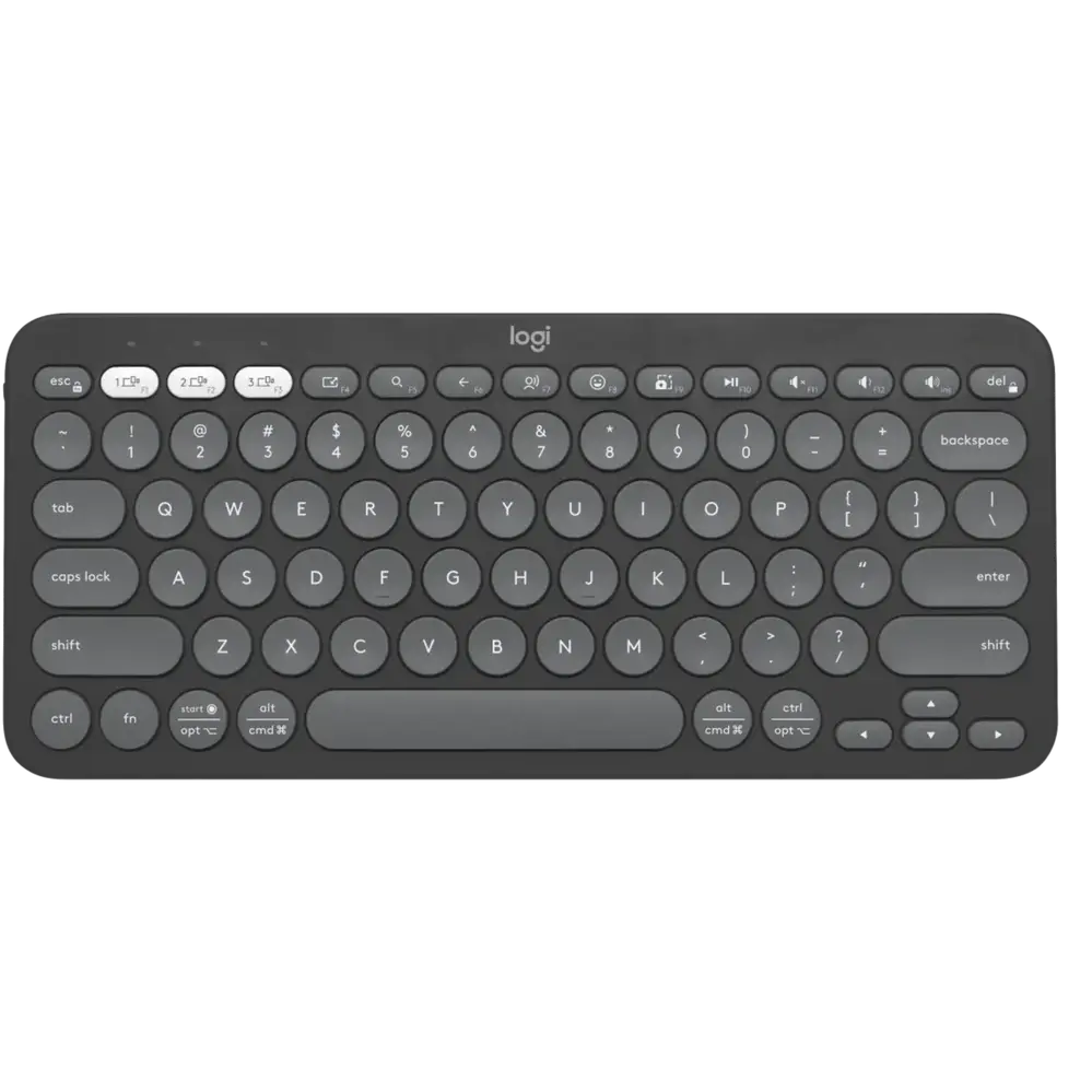 Logitech Pebble Keys 2 K380s – Mini Clavier Sans Fil Bluetooth (Graphite) — vue 4 — Connecto.ma