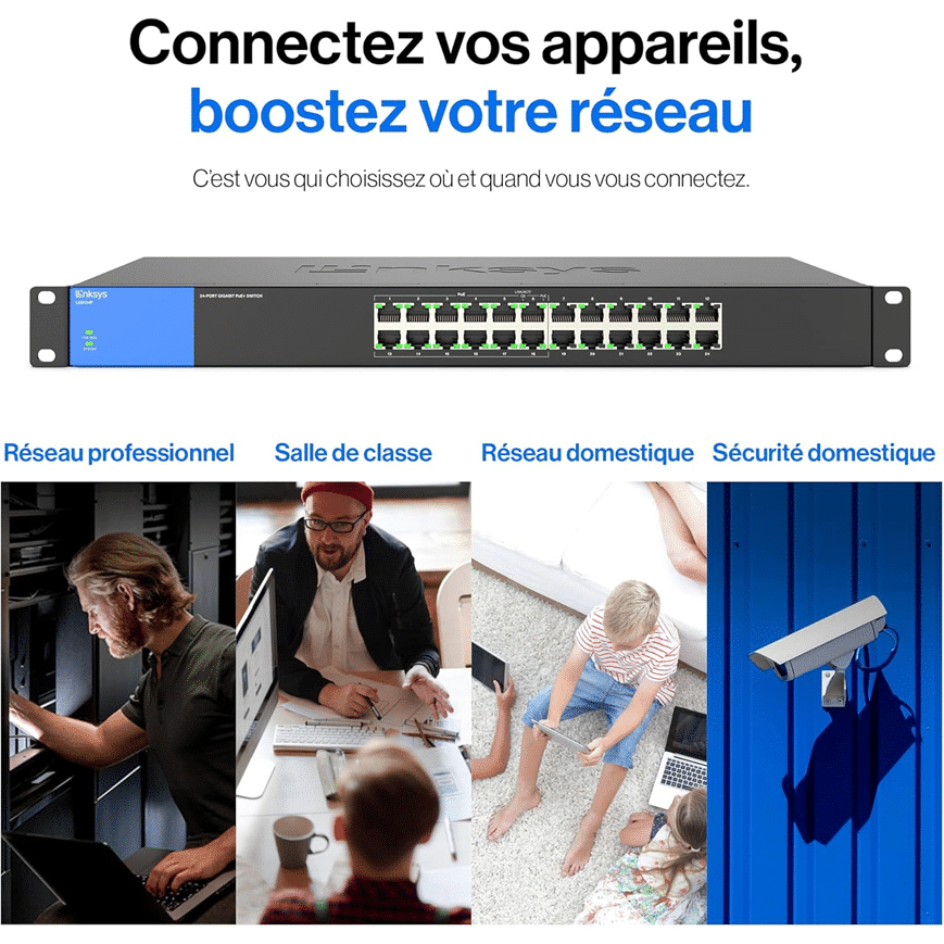 Switch Poe Linksys 24 Ports Gigabit Business A Monter Sur Rack Lgs124P Eu — LG au Maroc | Connecto.ma