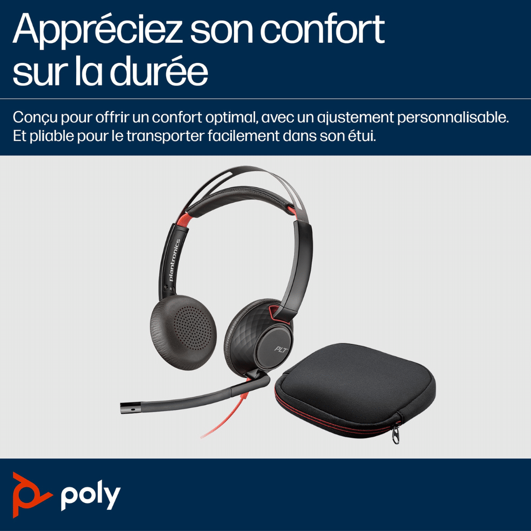 Micro Casque Poly Blackwire 5220 Stereo Usb C Connexion 35 Mm Adaptateur Usb C A 8X231Aa — Connecto au Maroc | Connecto.ma