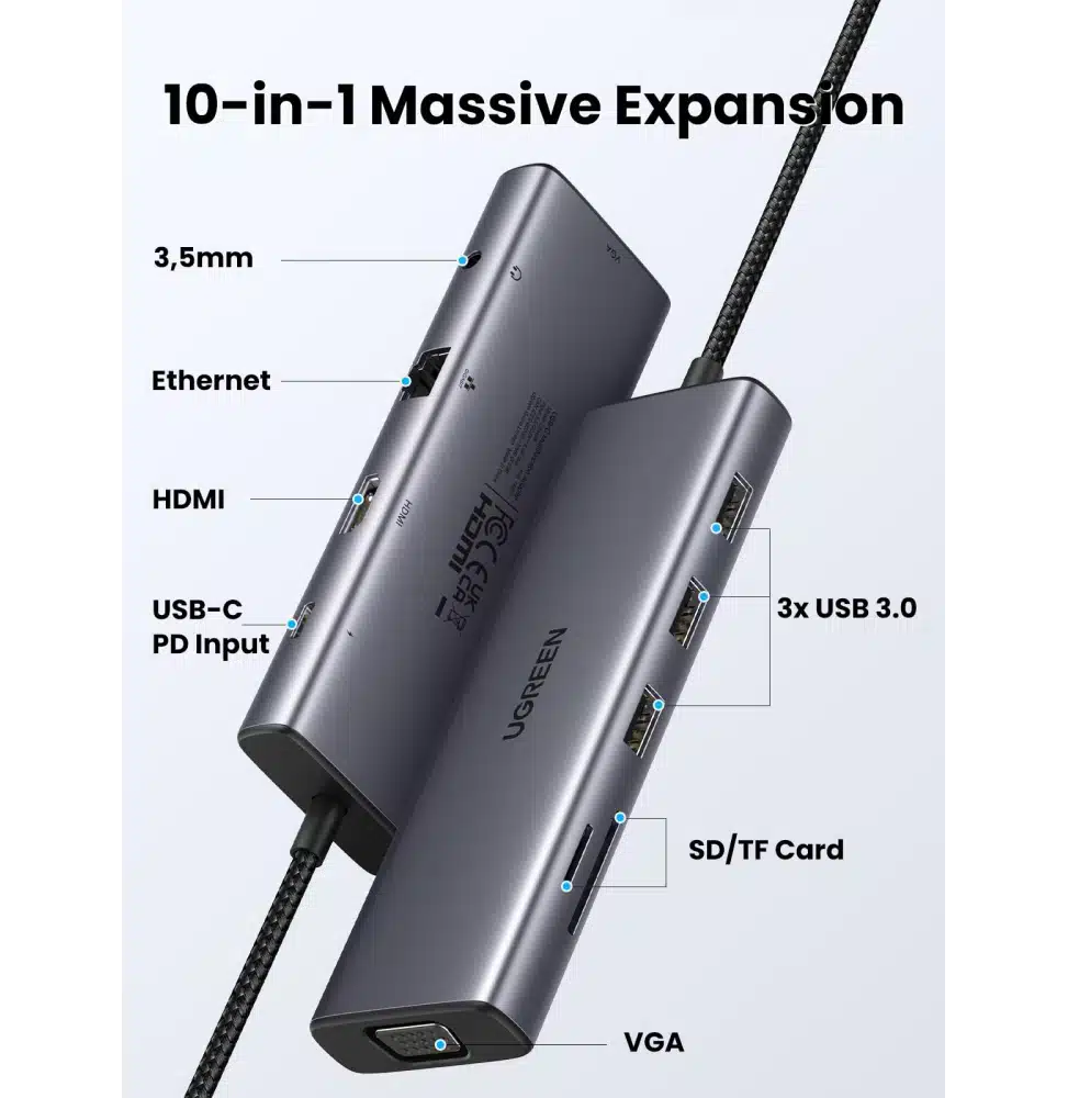 Ugreen Hub Usb C 10 En 1 15601 — Connecto au Maroc | Connecto.ma