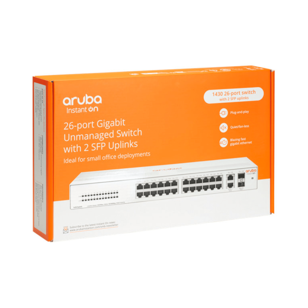 Aruba Switch Instant On 1430 26G 2Sfp R8R50A — Connecto au Maroc | Connecto.ma