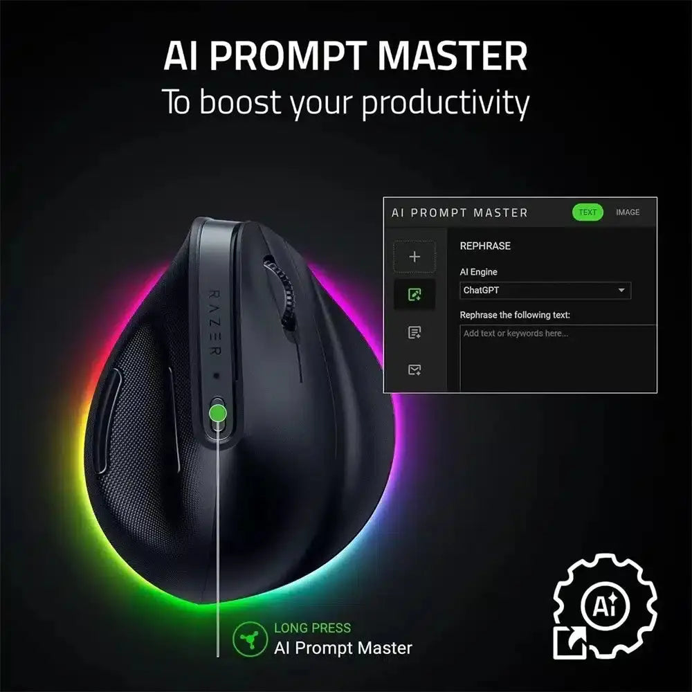 Razer Pro Click V2 Vertical – Souris Sans Fil Ergonomique — vue 3 — Connecto.ma