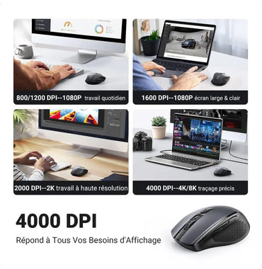 Souris sans fil Ugreen Design Ergonomique 2.4GHz – Noir (90545) Connecto.ma