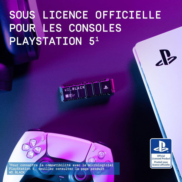 SSD WD_BLACK SN850P 2 To NVMe avec dissipateur pour PS5 – 7 300 Mo/s