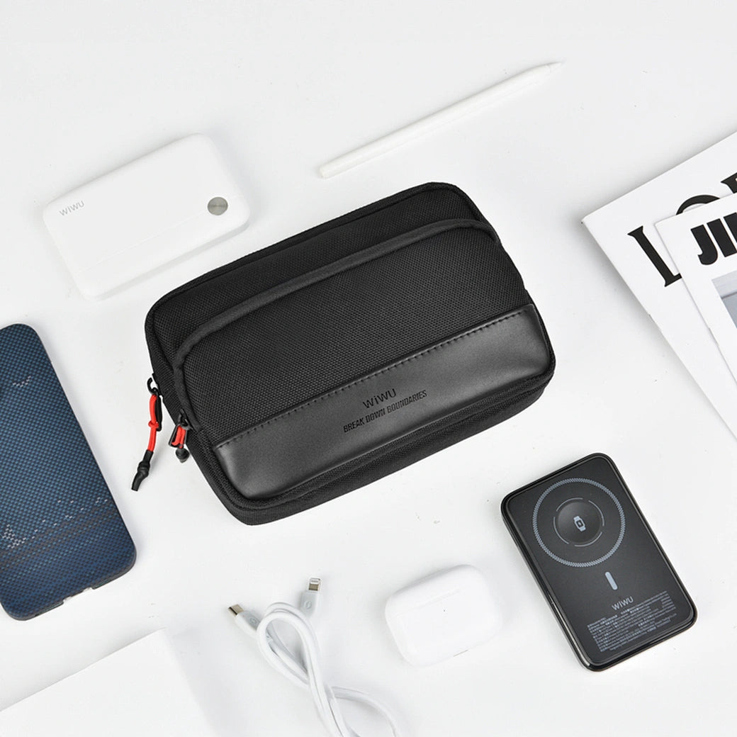 Pochette voyage WiWU Essen – Compatible câbles USB-C, écouteurs, chargeurs | Meilleur prix Maroc | Connecto.ma