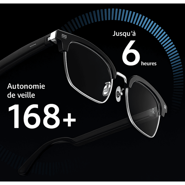 Lunettes Intelligentes Bluetooth avec Micro Intégré – Écouter Musique ; Appels, Commandes Tactiles – Image 2
