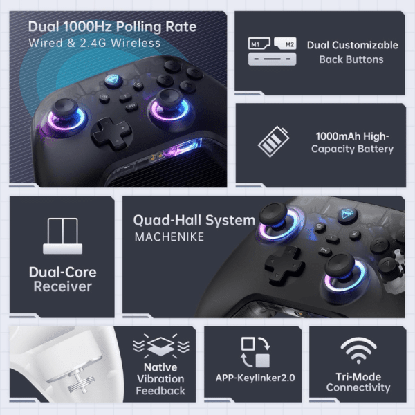 Manette de jeu Machenike G3v2 sans fil haute performance – Batterie longue durée & ultra-faible latence – Image 2