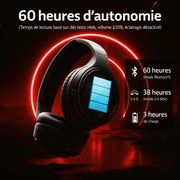Casque Gaming Sans Fil 4-en-1 OneOdio – 60 h d’Autonomie &Latence 30 ms – Image 4