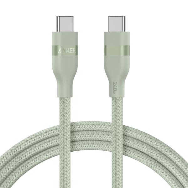 Câble Anker USB-C Tressé Écologique – Charge Rapide & Haute Compatibilité VERT