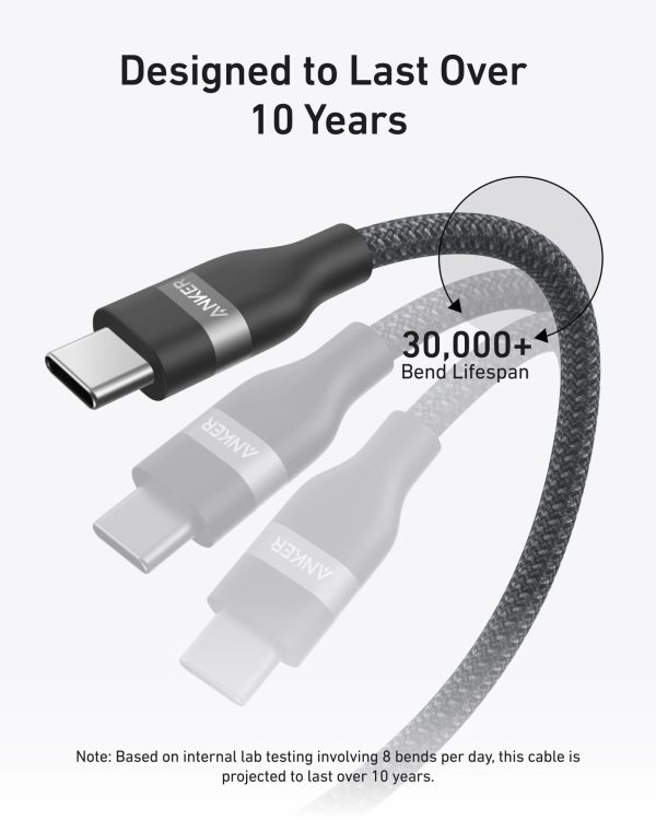 Câble Anker USB-C Tressé Écologique – Charge Rapide & Haute Compatibilité (Noir) – Image 3