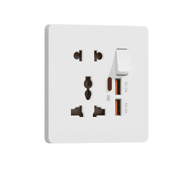 Prise Murale Multifonction 20W avec Charge Rapide et Ports USB-C/USB-A