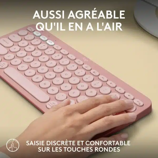 Logitech Pebble Keys 2 K380s Mini Clavier sans fil Bluetooth – Rose – Image 3